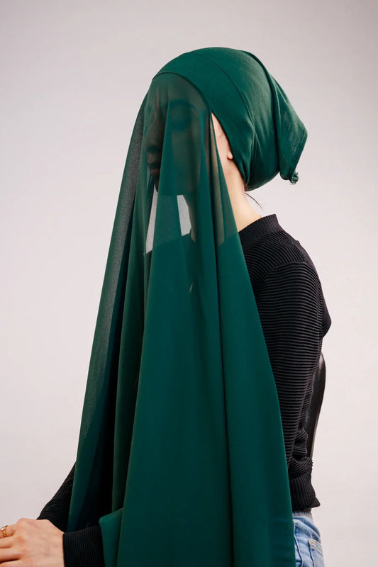 PRE-SEWN INSTANT GEORGETTE- BOTTLE GREEN